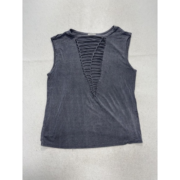 tinywillow Tops - Tinywillow Womens Large Gray Crew Neck Ladder Cutout Sleeveless Tank Top